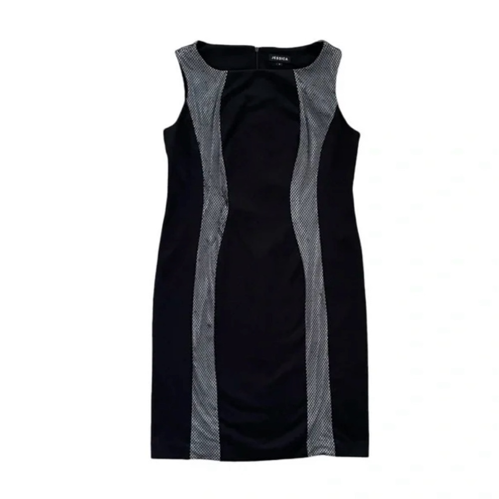 3/$20 NWT Jessica Black and Gray Sheath Dress Sleeveless Crew Neck
